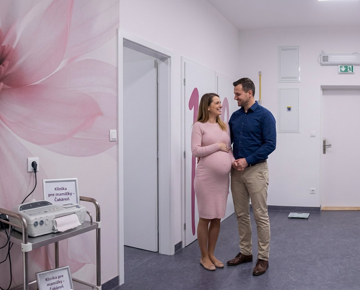 priprava-na-porod-alpha-gyn Tehotná mamička s partnerom v ambulancii ALPHA GYN v Sabinove